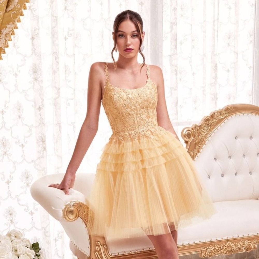 NEW SHORT OFF SHOULDER SLEEVELESS BABY DOLL DRESS EMBROIDERED WITH LACE CD 9310